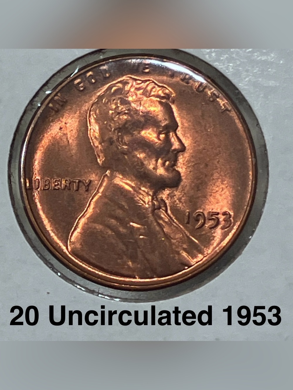 20 Uncirculated 1953 LINCOLN PENNIES / From Original BANK ROLLS / Orangey Red